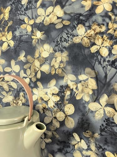 Newroom Tapete Schwarz Vlies Blumentapete - Vintage Floral Blätter Blüten für Wohnzimmer Schlafzimmer