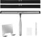 rietegio 25CM Duschabzieher mit Halterung Duschabzieher Edelstahl Handlicher Glaswischer 3 Silikonabstreiflippen und Schraubendreher Handlicher Glaswischer für Bad Küche Spiegel Auto Fenster Putzen