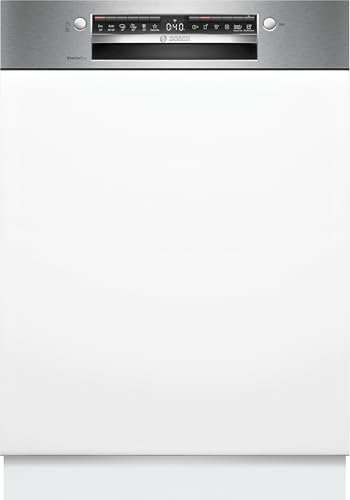 Bosch SMI4EBS28E Serie 4, Smarter Geschirrspüler Teilintegriert 60 cm, Besteckkorb, Spülmaschine Made in Germany, besonders leise, Extra Trocknen, SpeedPerfect+, Programmassistent, AquaStop, Edelstahl