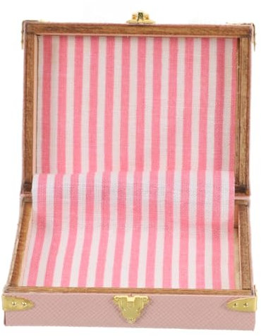 PRETYZOOM Modell Mit Puppenhaus-miniaturartikel Mini-möbelzubehör Altes Puppenhaus Miniatur-gepäckkoffer Mini-hauskoffer Vintage Puppenhauszubehör Mini-koffer Pu-leder Rosa
