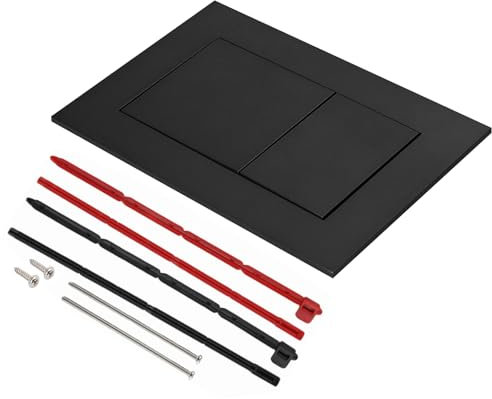 Betätigungsplatte Drückerplatte WC Spülauslösung Spülkästen Taste WC Ersatzteile Kompatibel TECE mit 2 Taste&Befestigungsrahmen&4 Drückerstangen (Schwarz)