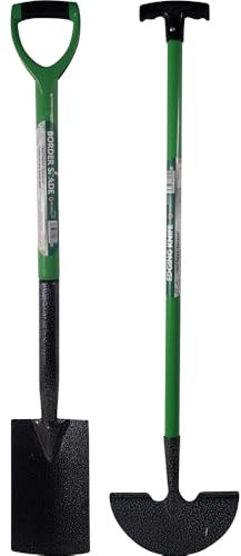 2 Piece Garden Digging Shovel & Edge Hoe Tool - Steel Gardening Soil Spade Farm Set Handle | Cultivating All Types Of Soil | Garden Edging Tool For Gardening & Digging - 2pc