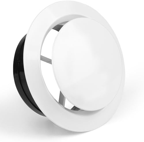 LALAGO 1 pz Rejilla Ventilacion Regulable Blanca 150mm, ABS Ajustable Válvula de Disco de Suministro de Escape, Cubierta de Conductos de Ventilación para Ventilador de Tubo, Cocina, Aire Acondicionado