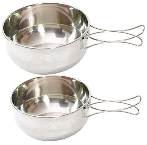 Toyvian 1juego Bol De Camping Plegable De Acero Inoxidable Con Asa Para Actividades Al Aire Para Barbacoa y Senderismo Incluye Bol