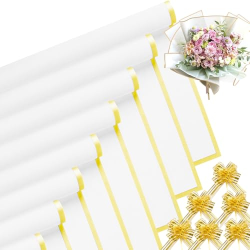 36pcs Hojas De Papel De Regalo De Ramo De Flores, Papel Impermeable Para Envolver Flores, Papel Floral Con Cinta, Papel Floral Para Envolver Rega los, Flores, Artes Y Manualidades (blanco,57x57cm)