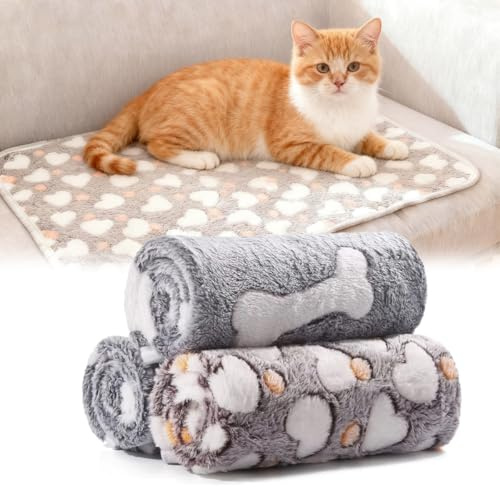 3 Coperte per Cani e Gatti, Coperta per Cani e Gatti in Flanella Antipelo, Coperta per Cane/Gatto Lavabile Soffice Durevole, Coperte per cani Gatto Lavabile Durevole, Copertina Cane Piccola Taglia