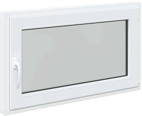 vidaXL Ventana de sótano RISOR 100 x 50 cm PVC y Vidrio Blanco, Sótano, Aislante Térmico Moderno y Duradero para Ventanas Eficientes, Accesorios de Vidrio PVC Aislantes