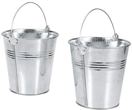 OUNONA Mini Secchielli Ghiaccio Secchielli Per Patatine Fritte Metallo Zincato 6 Pezzi Mini Secchio Di Latta Per Patatine Fritte E Vasi Di Fiori Con Manico Staccabile Per Decorazioni Casa E Feste