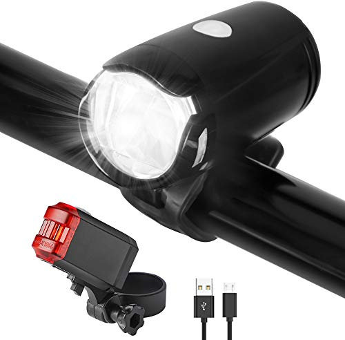 Opard Fahrradlicht Set, Fahrradlicht Frontlicht Vorne, Fahrradbeleuchtung LED, Fahrradlicht USB Aufladbar, Fahrradlampe Set, StVZO Zugelassen Wasserdicht, 2 Licht-Modi Frontlicht und Rücklicht Set