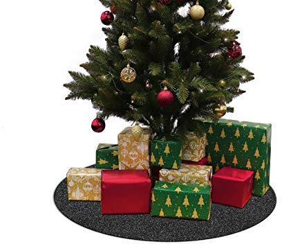 Primaflor - Ideen in Textil Weihnachtsbaum-Unterlage Glimmer Rund - Anthrazit, 50 cm Durchmesser, Tannenbaum-Bodenschutzmatte, Glitzer Event-Teppich