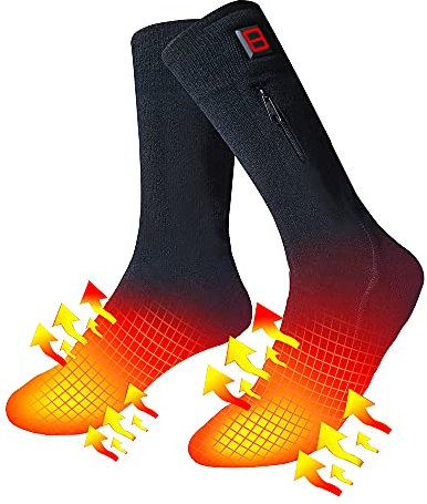 LPCRILLY Wiederaufladbare elektrische Heizsocken, Fußwärmer Heizsocken für Männer und Frauen, Thermosocken Motorrad- und Fahrradfahren,Camping, Wandern,Fischen,Skifahren im kalten Winter S