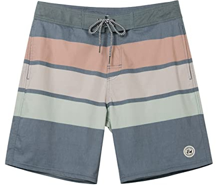 SURF CUZ Men's Vintage Cruzer Stretch Boardshort Chino Shorts（Deep Gray -Stripe，36）