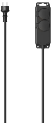 Hama Vattentätt grenuttag, 2 uttag, 16 A (utomhusuttag, väggmonterad, förlängning 2 m, block 2 stycken IP44 vattentäta uttag med lock, typ F Schuko, 3680W, perfekt trädgård garage verkstad arbetsplats