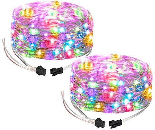 BTF-LIGHTING WS2812B IC RGB Fairy String Lights 2Pack 16.4FT 100LED DC5V