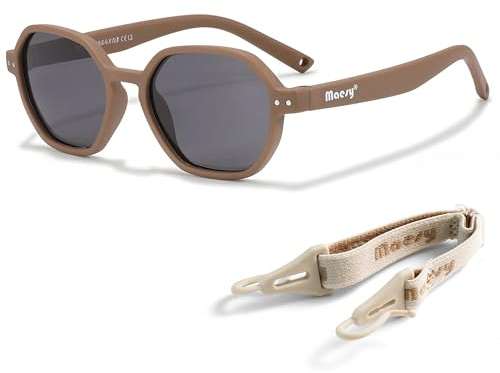 Maesy Lunettes de Soleil Enfant Polarisées UV400 1-3 Ans, Brun Taupe