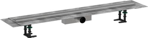hansgrohe RainDrain Compact, compact set completo de desagüe lineal de ducha, canaleta ducha 1000mm, canal de drenaje para instalación estándar, acabado de acero inoxidable