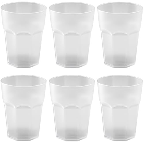 ENGELLAND - 6 bicchieri di plastica, colore bianco, da cocktail, 400 ml, impilabili, riutilizzabili, in plastica, effetto gelo, riutilizzabili, per feste, bicchiere da bere