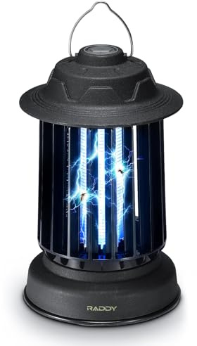 Raddy MZ-1 Elektrisk myggfälla, insektsbekämpare, flugfälla, elektrisk USB, med 24-timmars självrengörare, 1 200 mAh batteri, UV-lampa, myggdödare, för terrass, camping, trädgård