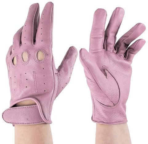 Zerimar Gants de Conduite en Cuir pour Femme - Gants de Moto pour Femme - Gants pour Femme - Gants en Cuir Classiques Vintage pour Femme pour Un Usage Quotidien, Doux et Confortables - Rose Taille 8