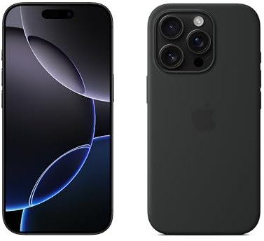 Apple iPhone 16 Pro 512 GB - Titan Schwarz + Silikon Case mit MagSafe – Schwarz