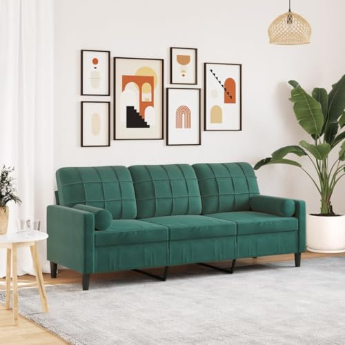 Gecheer 3-sits soffa med kuddar mörkgrön 180 cm i sammet, vardagsrumssoffor, stoppade soffor, hörnsoffa, soffa för vardagsrum/kontor modern soffa soffa, P3278231