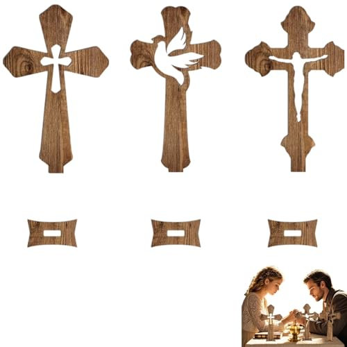 Croci in legno cattoliche, Crocifisso Da Parete - Moderno E Innovativo, Croce Per Prima Comunione In Legno D'Ulivo – Centrotavola Battesimo E Crocifisso Da Tavolo Perfetto Per ogni Occasione Sacrale