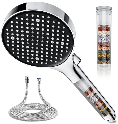 Magichome 25-Stage Hard Water Filter Shower Head with 1.5m Hose, 6 Modes High Pressure Filtered Shower Head for Residual Chlorine Removal, Ideal for Dry Skin & Hair Care