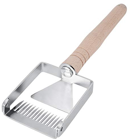EOJDDPA Raspador de Acero Inoxidable para Miel de Panal, púas de Apicultura, Tenedor para destapar Colmena, Mango de Madera, Equipo de Apicultura Resistente para inspección de Colmenas y