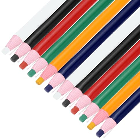 sourcing map 12 lápices de grasa despegables, marcadores de porcelana de color para papel de plástico y vidrio, lápices de cera que no afilan para colorear y marcar dibujos, 6 colores