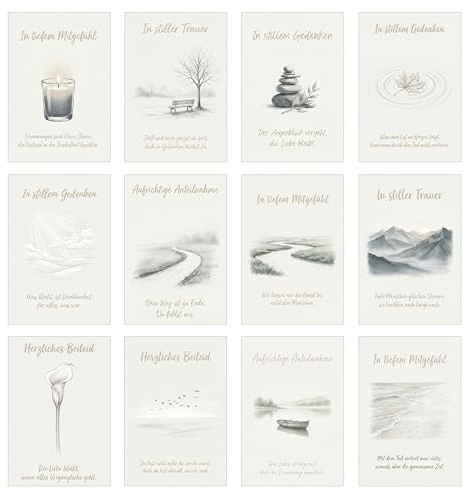 Edition Seidel Set de 12 tarjetas de condolencia con sobre. Tarjetas de condolencia Tarjeta de condolencia Tarjeta doble Tarjeta plegable Frases Condolencias (SW026)