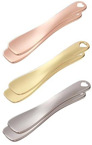 Espátulas cosméticas para crema, espátulas, cucharas cosméticas, de metal, para crema facial, juego de 6 unidades, higiénicas, inoxidables, reutilizables, aleación de zinc, aplicador de metal para el