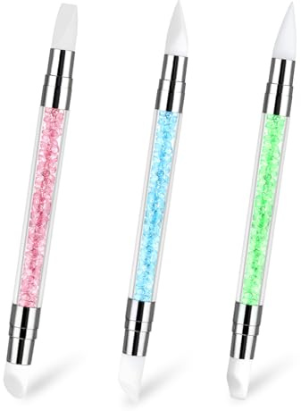 3 stycken nagelborstar silikon nagelkonst pensel gel snideri borste nagelkonst skulptur penna nageldesign pennor dubbel ände manikyr verktyg nagelmodelleringborste för formning ritning nagelfolie