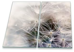 Herdabdeckplatte Abdeckung Ceranfeld Abdeckplatte Schneidebrett 2-Teilig 60x52 Pusteblume Grau Spritzschutz Glasplatte Ceranfeldabdeckung Schutz Herdschutz Sicherheitsglas Glasschneidebrett 2x30x52