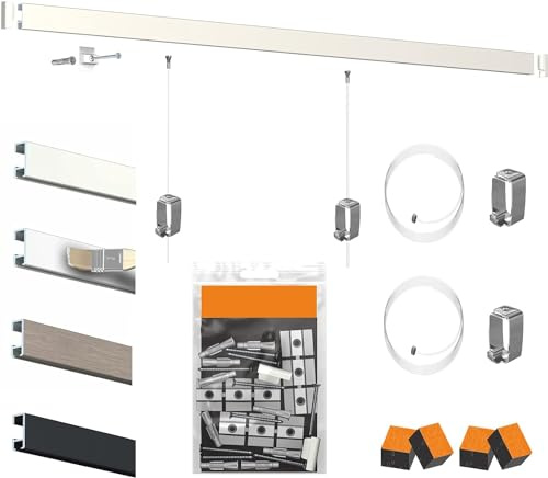 Pack Cimaise Click Rail Artiteq - Accrochage de Tableau Haut de Gamme (4 Mètres, Blanc Primaire ( Peux etre Peint ))