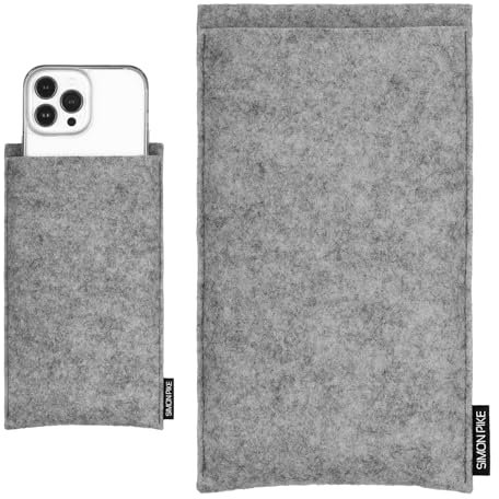 SimonPike Handyhülle passend für Samsung Galaxy S25 Ultra I S24 Ultra I S23 Ultra I S22 Ultra (Gr. S) | Boston grau Filztasche aus Wollfilz Handy/Smartphone Tasche