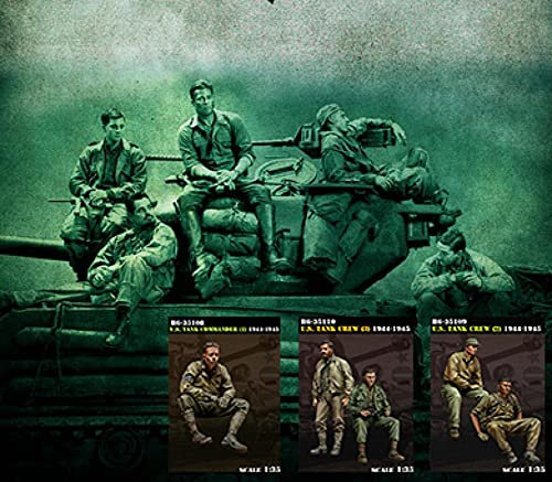 Risjc 1/35 Weltkrieg Filmthema Amerikanische Panzerbesatzung Resin Soldat Modell (5 Personen) unbemalt und unmontiert Miniaturmodellbausatz/D29575
