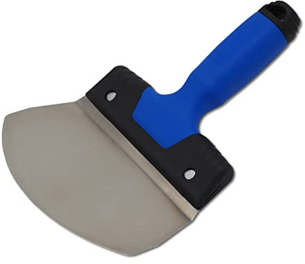 DEWEPRO Eimerschaber – Flexibler Spachtel für Spachtelmasse, 160 mm – Rostfreie Edelstahlklinge mit 2K-Softgriff – Perfekt zur Entnahme von Spachtelmasse aus Eimern für Maler und Heimwerker