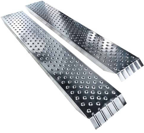 VOUNOT 2X Auffahrrampe 400kg Verzinkter Stahl, rutschfest Laderampe für Motorrad, Anhänger, Rasenmäher, Rasentraktor, Länge 160cm