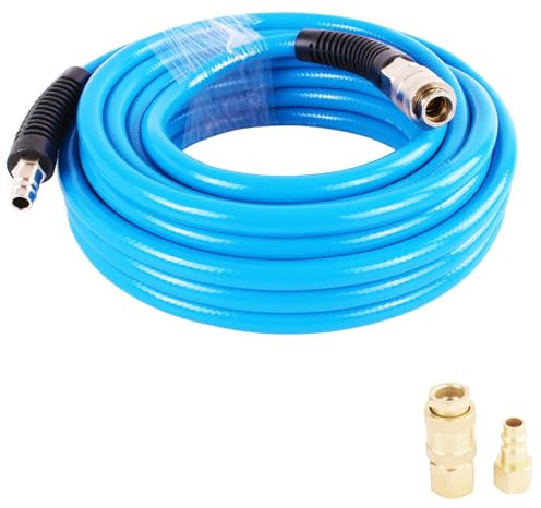 TECPO Druckluftschlauch 10 Meter Luftschlauch Pvc Schlauch Druckluft + Adapter