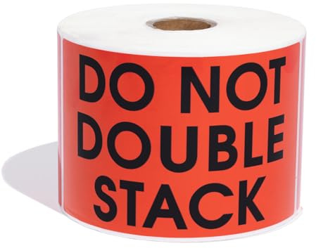 Aegis Adhesives - 3 X 5 Do Not Double Stack Labels (1 Roll, 500/Roll) Shipping and Handling Warning Labels with Permanent Adhesive