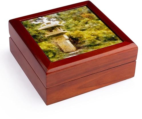 3dRose Japanese Stone Lantern and Garden, Jewelry Box jb-40587-1