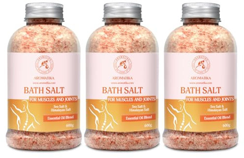 Sales de Baño Set Articulaciones & Músculos 3х600g - Aceites Esenciales de Lavanda & Salvia & Romero - 100% Natural Sale Marina - Cuidado del Cuerpo - Baños de Relajación - Calma - Aromaterapia