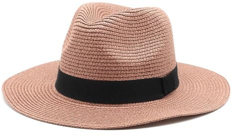 Cappello di paglia unisex estivo parasole cappello di paglia cappello panama tessuto (malva pallido)