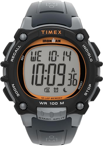 Timex Men's Ironman Essential 44 mm Watch - Gray PU Strap Digital Dial Gray Case TW5M64500