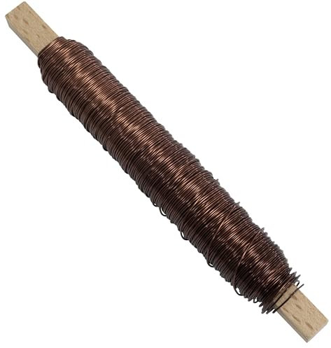 AERZETIX - Bobine fil de fer pour fleuristerie et bricolage 0.5 mm x 50 m - créations florales artisanat décoration loisir créatif - en métal - couleur marron