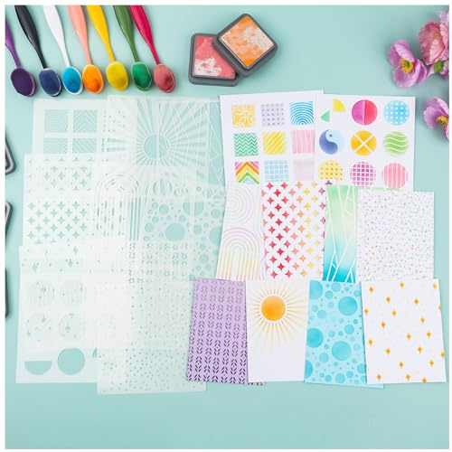 Briartw 10 Pcs Painting Template,6x6inch Plastic Stencil for Card Making,Reusable Stencil Kit for Painting On Wood, Wall, Fabric, Rock, Chalkboard, Sign, DIY Art Projects- Geometric Garden Series