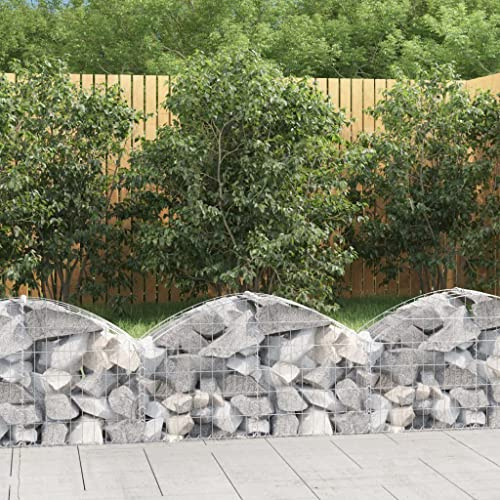 HaoChrymec Cesta de Gaviones con Arco Alto, Hierro Galvanizado, Resistente a la Corrosión, Muro de Contención de Piedra, Jardinera de Gaviones, Decoración Exterior, 100x30x40/60 cm