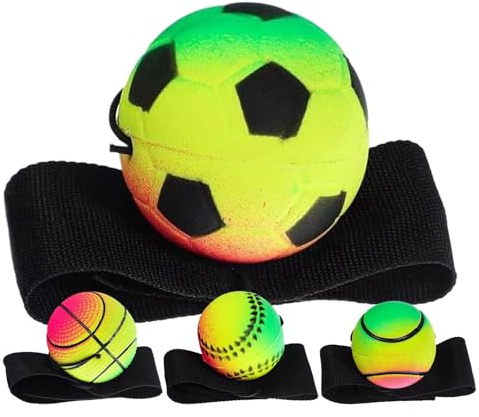 NevPuose Pelota Deportiva para Muñeca | Juego de 4 Unidades de Pelota de Ejercicio para Muñeca con Rebote Automático - Accesorios Deportivos para Gimnasio Hogar Exterior Reuniones Familiares E