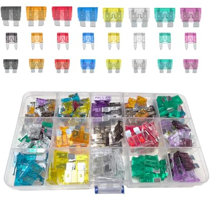 Zpana 180Pcs Car Fuse Assortment Kit, Blade Type Mini & Standard & Micro Vehicle Fuse with Puller, Auto Replacement Accessories (2A 3A 5A 7.5A 10A 15A 20A 25A 30A 35A 40A), Universal Fit