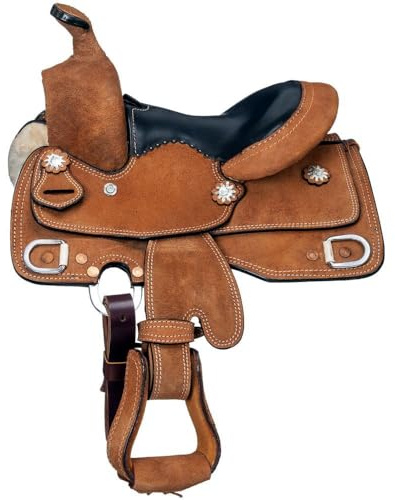 8 Inch Western Youth-Kids Barrel Horse Pony Saddle with Floral Tooled Premium Quality Tack Set 013
